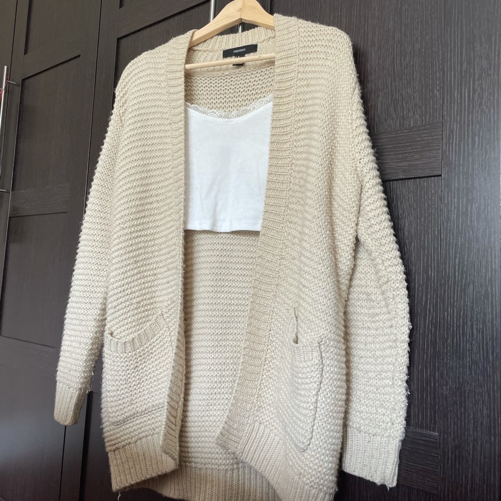 Forever 21 knit cream cardigan